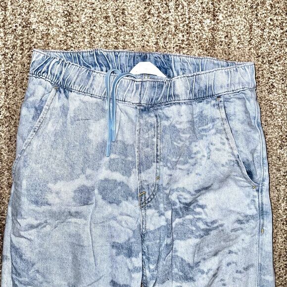 H&M Men's Light Indigo Acid Washed Relaxed Fit Elastic Waist Denim Jean Pants S - Picture 8 of 9